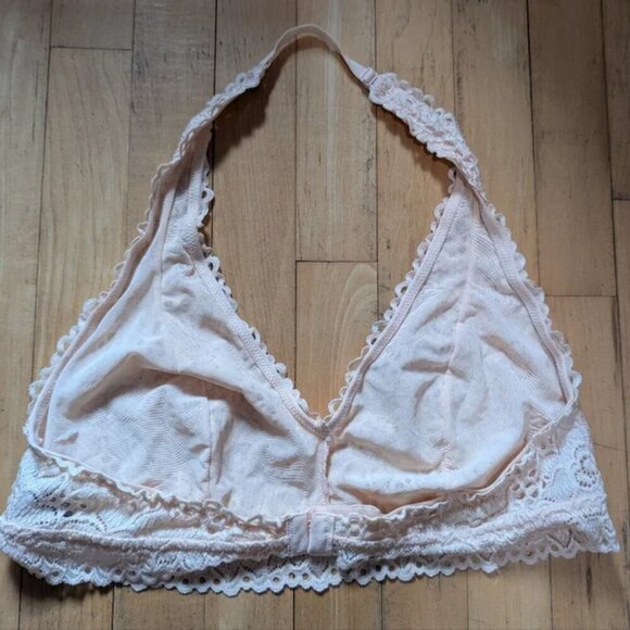 NEW Aerie | Floral Lace Halter Bralette In Blush Pink - Picture 4 of 11